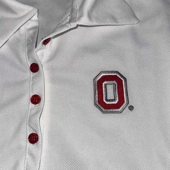 Ohio State University XL women’s sleeveless polo shirt white football buckeyes - Picture 2 of 8